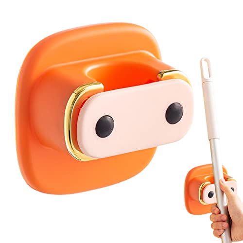 Soporte para fregona, organizador de almacenamiento de escoba de 3,78 pulgadas para baño, compacto y adorable, soporte autoadhesivo para cepillos para balcón y cocina, 1 pieza de clips fijados a la
