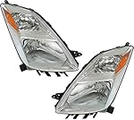 Evan-Fischer Headlight Set of 2 Compatible with 2004-2006 Toyota Prius Clear Lens Halogen