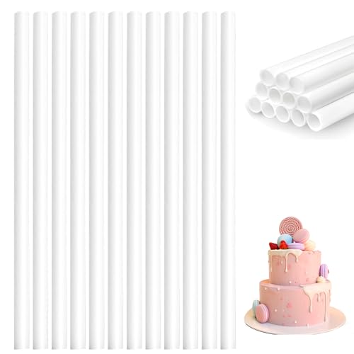 BHSTTNIXP 12 PCS 30cm/11.81inch Cake Dowels for Tiered Cakes Plastic Rod for Cake Tier Supports Cakes Supports for Tiered Cakes Cakes Piling Straw Dowel Rods for Stacking Supporting