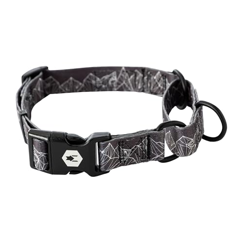 Wolfgang Heavy Duty Martingale Dog Collar with Quick Release Nylon Buckle for Walking & Training, WolfMountain Print, Large