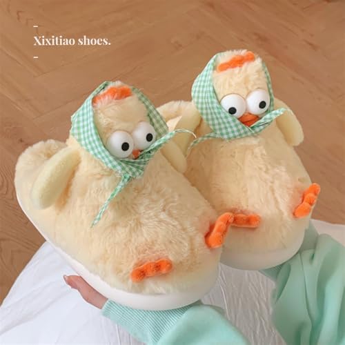 Funny Animal Fuzzy Slippers for Women Girls Kawaii Cartoon Plush Cute Warm Chicken Slippers Indoor In Winter Bedroom2
