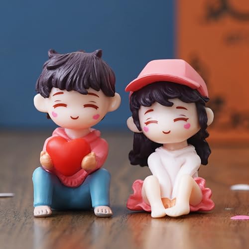 Image of eCraftIndia Valentine Gift for Girlfriend Boyfriend Resin Miniature Cute Romantic Couple Statue Boy Giving Heart to Girl Showpiece Valentine Day Gift for Husband Wife Her Valentines Decoration Item