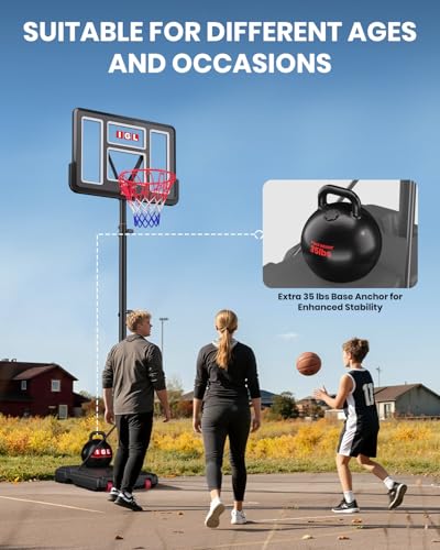 Image of IGL Portable Basketball Hoop, 5.6-10FT Adjustable Basketball Goal System, 40 /44 Inch Outdoor Basketball Hoop & Goals for Kids, Youth, and Adults in The Backyard, Driveway with PC Backboard