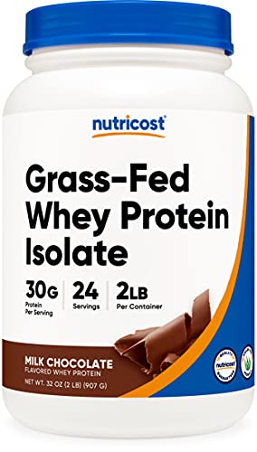 Nutricost Grass-Fed Whey Protein Isolate (Chocolate) 2LBS - Non-GMO, Gluten Free, Natural Flavors