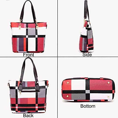 Bolso de mano para mujer YOUNXSL, conjunto de 6 piezas: bolso de hombro, bandolera, cartera, clutch y bolso para llaves, estilo satchel y tote con asa superior miniatura 6