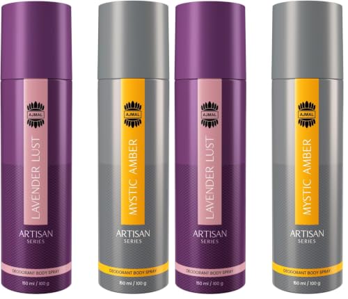 Image of AJMAL ARTISAN - LAVENDER LUST & MYSTIC AMBER DEODORANT PERFUME 150ML GIFT FOR MEN AND WOMEN ONLINE EXCLUSIVE (Pack of 2)