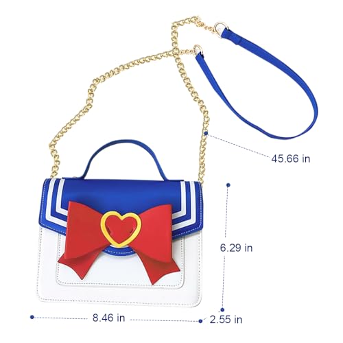 Small Crossbody Bag Bow Handbags Wallet Purse Anime Cosplay Shoulder Bag Messenger Satchel Tote for Women Girls (Blue)2