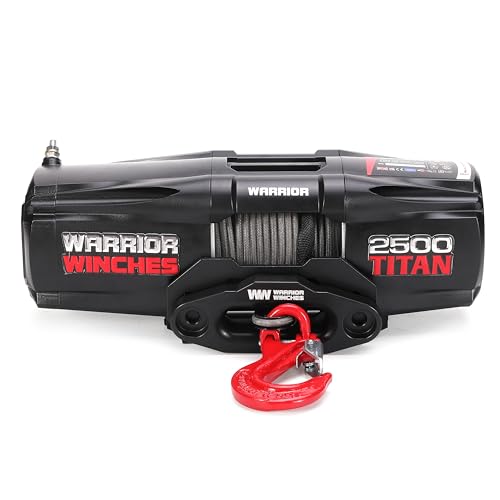 Warrior Winches - Titan 2,500lb Synthetic Rope Electric Winch – 12V, 3.4HP Motor, 166:1 Planetary Gear, Wired/Wireless Remote, Manual Clutch, Spring Brake, ATV/UTV Winch
