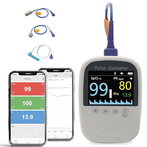 Pulse Oximeter for Newborn Infant Kids Bluetooth Oxygen Monitor Fingertip Oximeters with Free APP High Accuracy SPO2 Meter for All Skin Child Adults Used for Sports and Aviation
