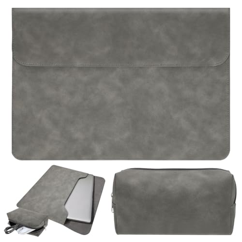 Sacoche ordinateur portable étanche fourrure synthétique housse légère avec pochette chargeur