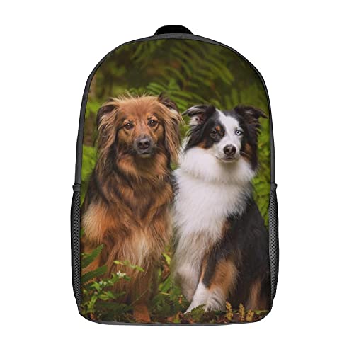 Sac à dos scolaire 17 pouces avec imprimé chien 3D pour garçons et filles