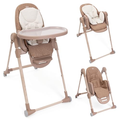 Chicco Polly Armonia Trona Evolutiva para Niños de 0 Meses hasta 40 kg, Trona 3en1, 9 Niveles de altura, 3 Posiciones de reclinado, Reposapiés Regulables, 4 Ruedas, Cierre Compacto, Rojo