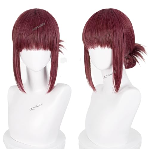 Image of LABEAUTE Yamada Cosplay Wig Claret Red Layered Anime Wig for Smoking Behind the Supermarket Heat Resistant Synthetic hair for Halloween /Party