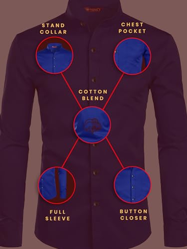 Image of Men's Slim Fit Beige Color Cotton Blend Casual Shirt