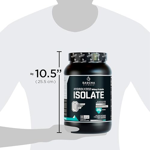 SASCHA FITNESS Hydrolyzed Whey Protein Isolate,100% Grass-Fed (2 Pounds, Cookies & Cream) - Thumbnail 5