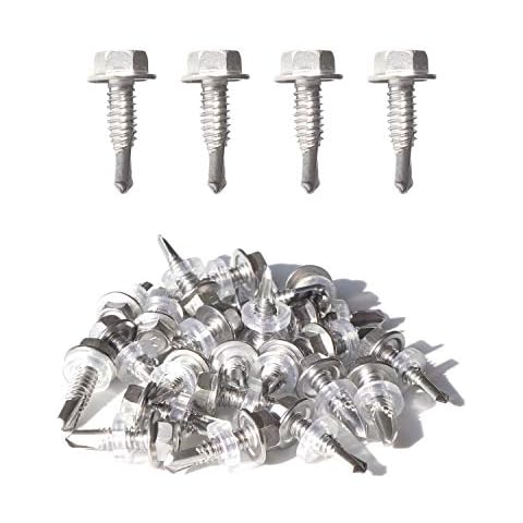 IMScrews 25pcs #14 x 3/4" Stainless Hex Washer Head Self Drilling Screws, 410 Stainless Steel Full Thread Sheet Metal Tek Screws Cover