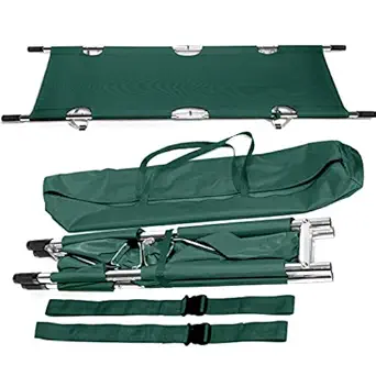 Folding Stretcher Made from Top Grade Aluminum Alloy Gurney Stretcher with Heavy Duty Handles Medical Stretcher with Rubber Feet Portable Stretcher for Patient Transport (Green)