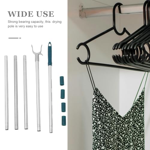 Perche télescopique pour linge en acier inoxydable design argenté