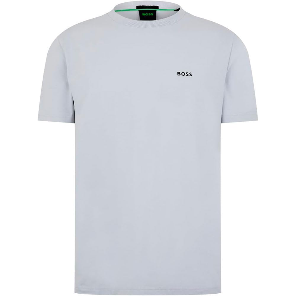 ‎Boss Grey Boss Stretch-Cotton T-Shirt With Contrast Logo