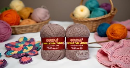 Image of M.G ENTERPRISE Os wal Tarang Knitting Wool Yarn, Soft Fancy Feather Wool Ball Chocolate 300 gm Best Used with Knitting Needles, Soft Fancy Wool Crochet NeedlesWool Yarn for Knitting. FC