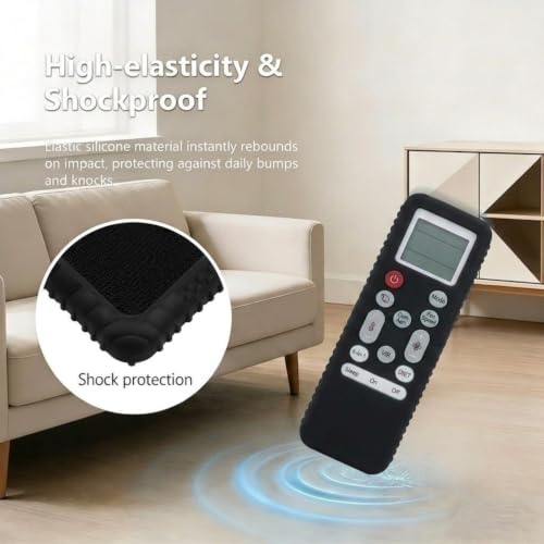 Image of Silicone Cover Compatible with LG Smart /Dual Inverter Air Conditioner Remote Control, Shockproof, Stylish, Easy to find in Darkness - Black-2