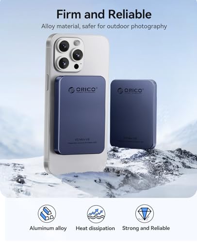 Image of ORICO 1TB Magnetic External SSD, Aluminum Alloy, Up to 460MB /s, External Solid State Drive, Expand Storage for iPhone 17 Pro Max, Compatible w /MagSafe, USB-C Smartphones - K5MINI Blue