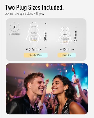Image of Hearprotek Concert Ear Plugs, 2 Pairs High Fidelity Musician Ear Plugs for Concerts Loud Music-Noise Reduction Ear Protection Reusable Earplugs for Rave,Festival,Music,Tinnitus Relief,Clear