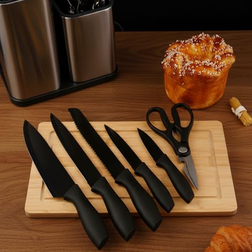 Kit complet de couteaux et ustensiles de cuisine de 17 pièces en acier inoxydable (couteaux de cuisine, set ustensile cuisine, bloc à Couteaux et planche à découper inclus). Accessoires de Cuisine – Image 6