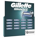 Gillette Mach3 Lot de 16 lames de rechange pour rasoir pour homme en acier de précision jusqu'à 15 lames