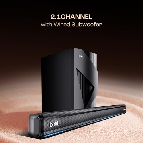 Image of Boat Aavante Bar A3070 Dolby, 300W Dolby Audio, 2.1CH Wired Subwoofer, BT v5.4, Dynamic LEDs,Multi Connectivity, EQ Modes, Bluetooth Sound Bar, Home Theatre Soundbar Speaker (Premium Black)
