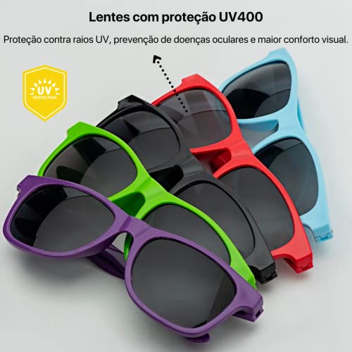 Kit 10 Óculos Escuro New Wave Standard WF Quadrado Com Proteção UV Festa Balada Casamento Clássico (