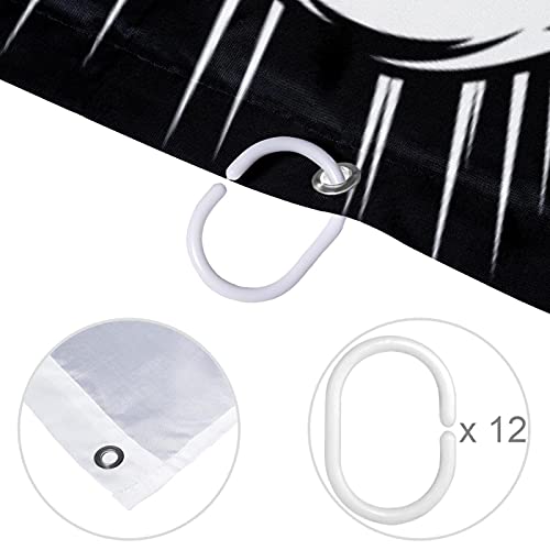 Rideau de douche imperméable et lavable motif squelette avec 12 crochets robustes - 5