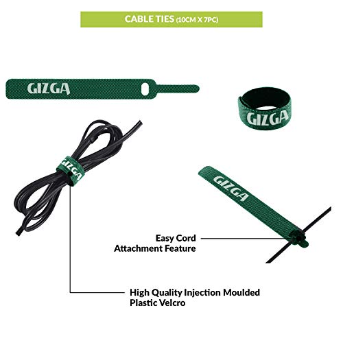 Image of Gizga Essentials Cable Organiser, Cord Management System for PC, TV, Home Theater, Speaker & Cables, Reusable Cable Organizer for Desk, WFH Accessories, Flexible Neoprene Wrap Cable Manager