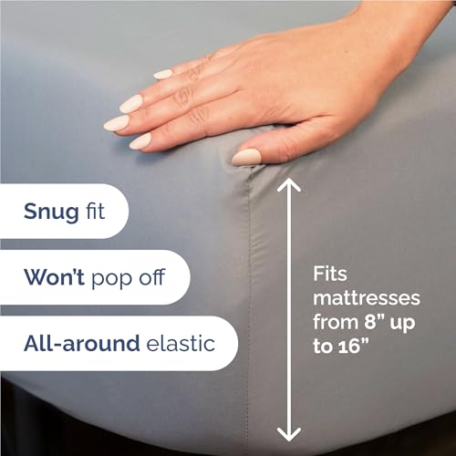 Image of Full 6 Piece Bed Sheet Set - Soft, Breathable & Cooling Sheets - Steel Blue | Ultra-Soft Hotel Luxury Bedding Set with 8-16 Inch Deep Pockets, 1 Flat & 1 Fitted Sheet & 4 Pillowcases, Wrinkle & Fade Free