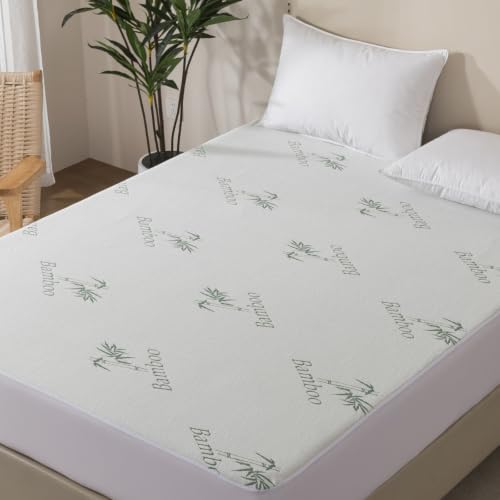 Image of WhatsBedding Mattress Topper Cover Queen Size (Only Cover), Breathable Viscose Made from Bamboo, Mattress Protector