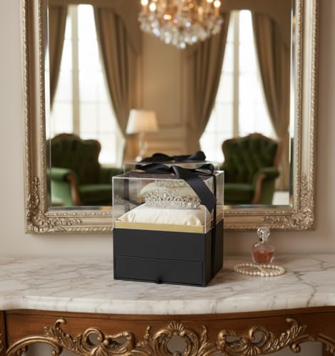 Boîte cadeau noire avec tiroir pour protéger et sublimer vos créations