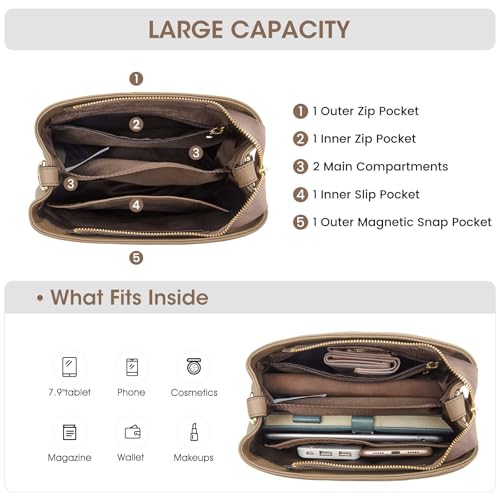 Image of Kattee Leather Handbags for Women 2026, Soft Shoulder Tote Crossbody Purses Bucket Bags with 2 Detachable Straps
