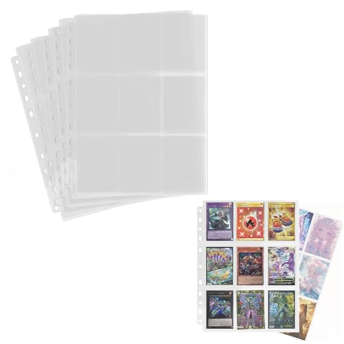 WISSUA トレカ ファイル カードファイル 2穴・3穴・4穴対応 9ポケットカードシート ビニール ポケモン、遊戯王と他のカードを集める ポケットサイズ7x9cm 両面18ポケット (透明, 30枚入り)