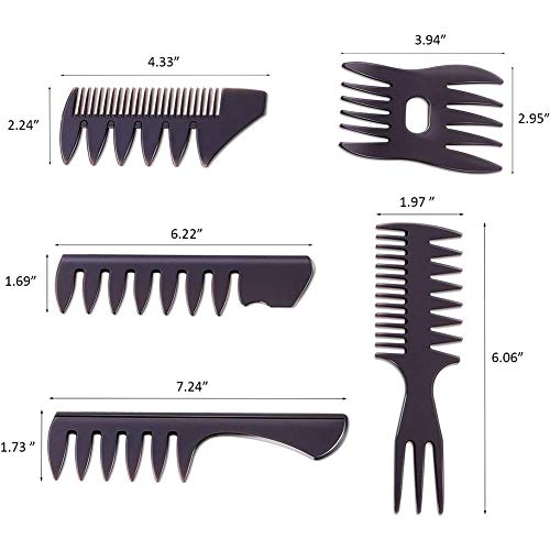 Styling Hair Comb Set Salon Barber Hairstylist Comb 5 Pack Professional Hair Brush Retro Hairdressing Hair Care Style Accessory Double-sided for Men Boy Gentleman - Image 4