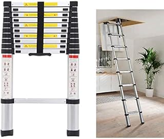 Telescoping Loft Ladder Extension Ladders 10.5ft 330lbs Max Load for Attic Loft RV Roof Home Office, Aluminum Light Weight Easy to Carry or Storage Stepladder Telescopic
