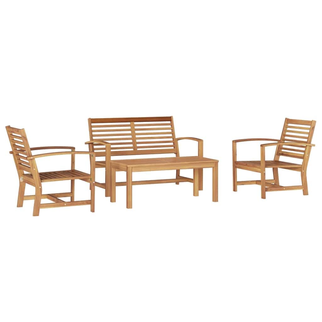 Set di 4 mobili da giardino in teak naturale, resistente alle intemperie, marrone, versatile, accogliente, facile da pulire