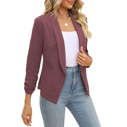 Image of POGTMM Women 3 /4 Sleeve Blazer Open Front Cardigan Jacket Work Office Blazer