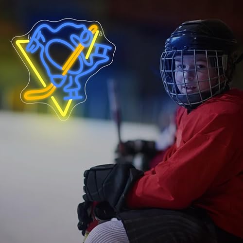 Image of Ice Hockey Neon Sign,Hockey Team Logo Light,Ice Hockey Neon Light Sign,Sports Decor,Hockey Light,Hockey Club Decor,Gifts for Boys,Ice Hockey Fans,Size 13.4 * 13.4 inches(FMXD144)