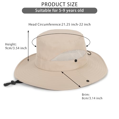 Kids-Boys-Summer-Sun-Hat Outdoor-UV-Protection-Mesh-Fishing-Hat Quick-Drying Wide Brim Beach Hats (5-10Y)4