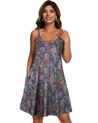 Image of JOELLYUS Womens Spaghetti Strap Dress Summer Dresses Beach Cover Ups Casual Sundresses with Pockets 2026