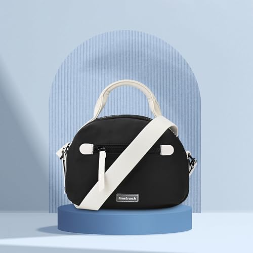 Image of Fastrack Sling Bag for Men & Women | Medium Nylon Sling with Colorblock Design, Zipper Closure, Webbing Strap & Detachable Sling | 2 Compartments with Internal Utility Pockets for Everyday Use