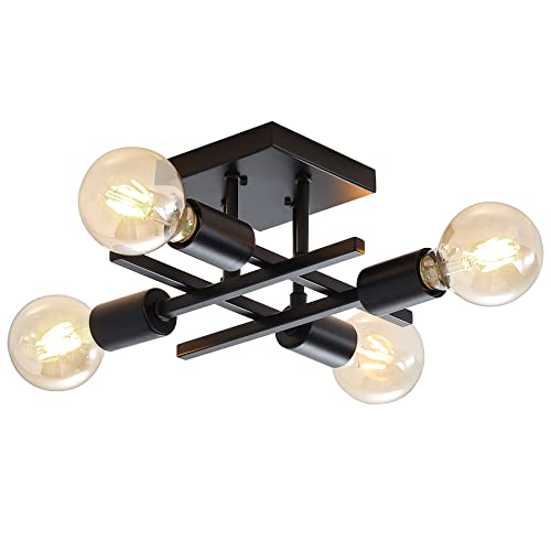 Eidonta Industrial 4-Light Semi Flush Mount Ceiling Light, Modern Black Chandelier Lighting Fixture, Farmhouse E26 Stock Sputnik Ceiling Lamp for Kitchen Bedroom Living Room Study Entryway, 1 Pack Eidonta Industrial 4-Light Semi Flush Mount Ceiling Light, Modern Black Chandelier Lighting Fixture, Farmhouse E26 Stock Sputnik Ceiling Lamp for Kitchen Bedroom Living Room Study Entryway, 1 Pack