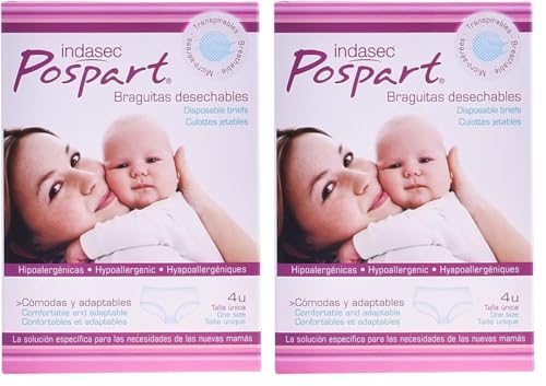 Indasec Braguitas Desechables Posparto - 4 Braguitas (Paquete de 2)