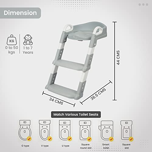 R-for-Rabbit-Hiltop-Step-Stool-Potty-Trainer-Seat-Ladder-Step-Up-Training-Stool-Non-Slip-Steps-Ladder-Adjustable-Foldable-for-Kids-Baby-Grey-White