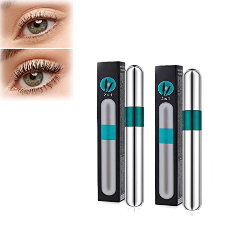 Lash Cosmetics Vibely Mascara, 4D Silk Fiber Lash Mascara, 2 in 1 Thrive Mascara for Natural Lengthening and Thickening Effect, Lash Cosmetics Vibely Mascara Waterproof. (2PCS)
